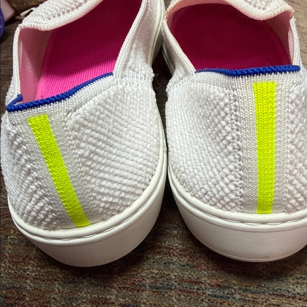 Rothy's White and Blue Slip-On Sneakers